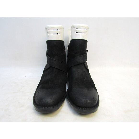 Born Size 8 M Black Leather Zip Buckle Ankle Fashion Boots Bootie - Picture 5 of 11